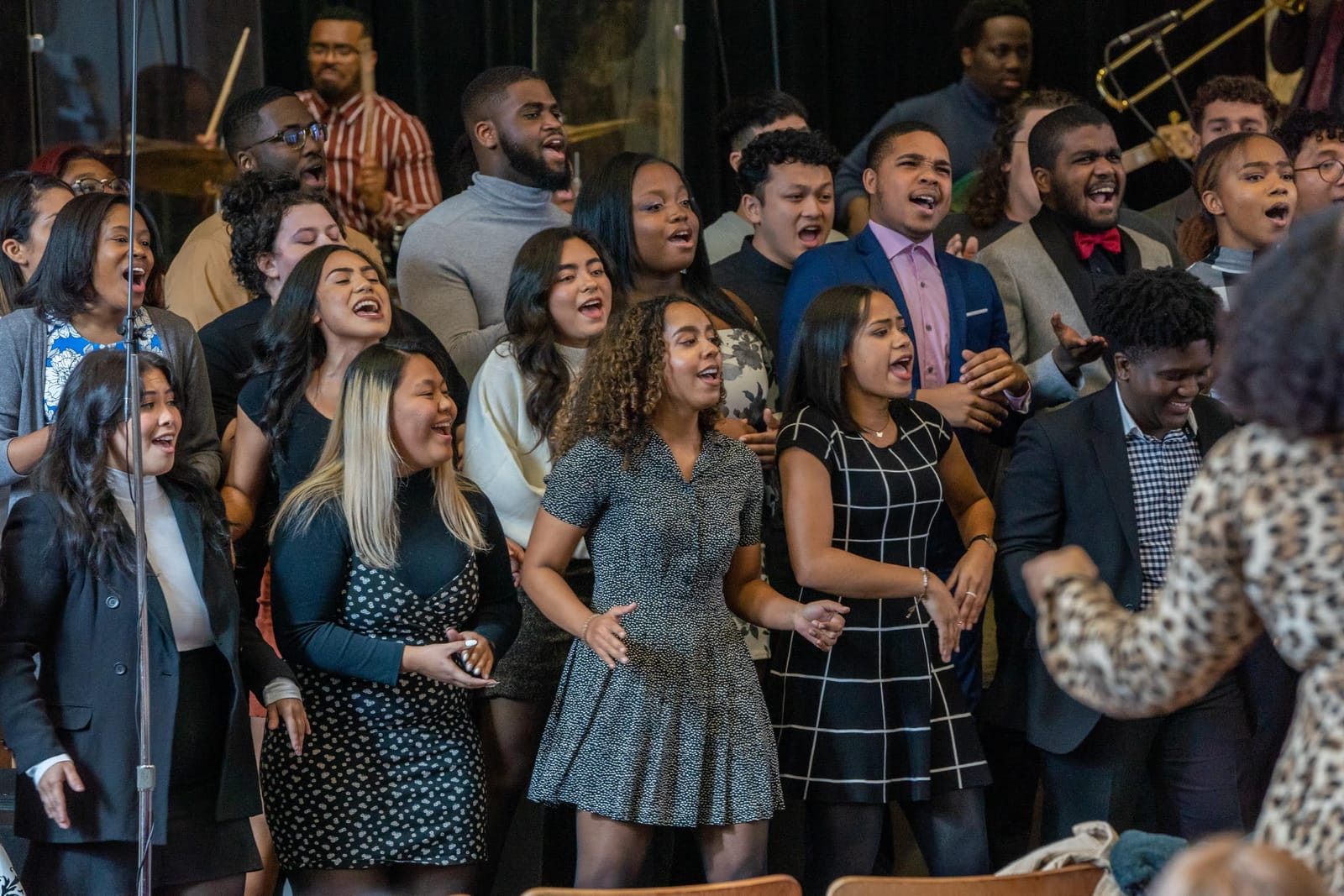 A gospel choir singing together